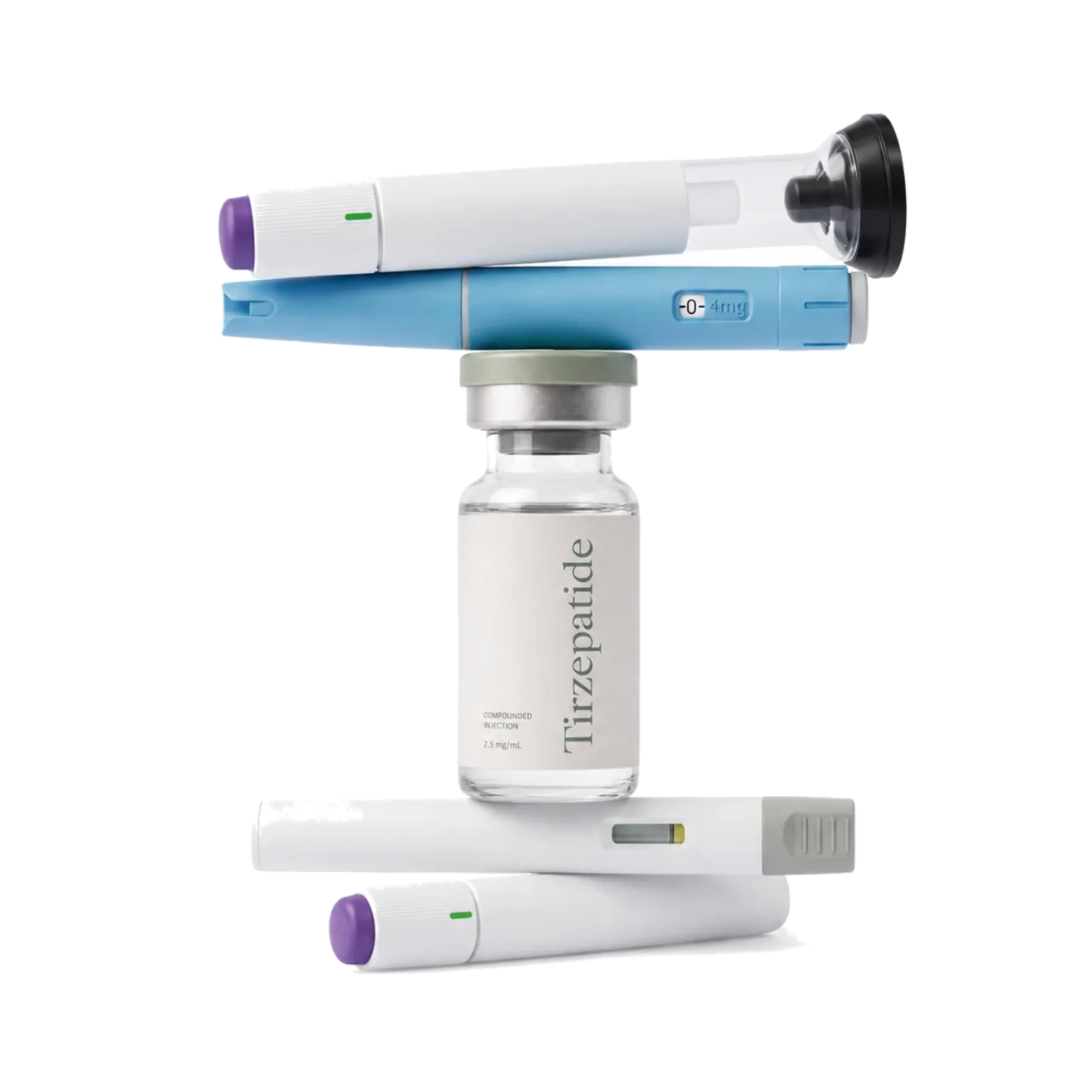 Vial de medicamento GLP-1 compuesto con inyectores