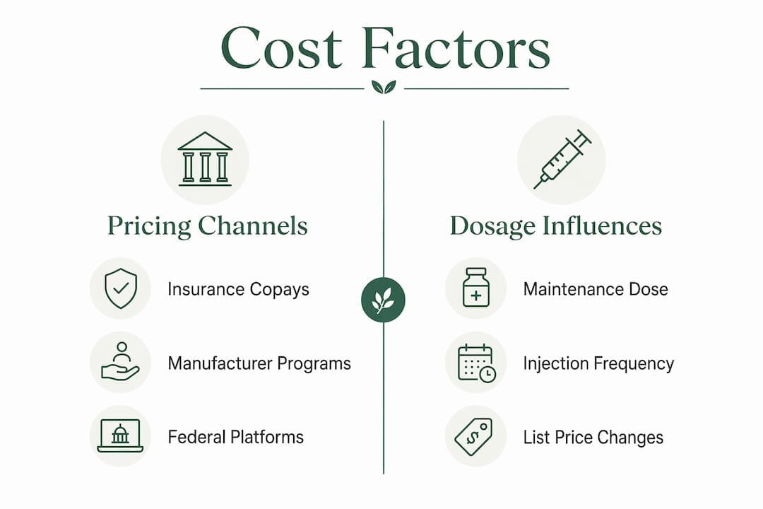 Infographic comparing main cost factors of weight loss medication