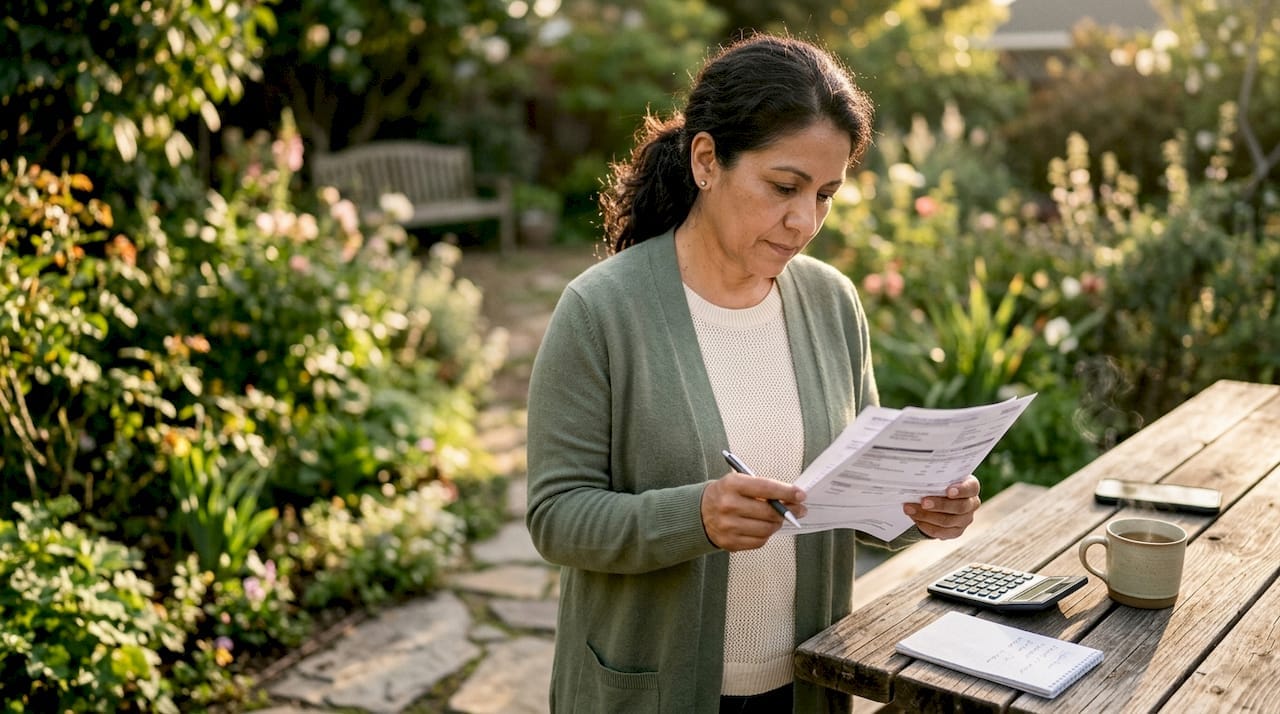 Woman reviewing weight loss medication bills