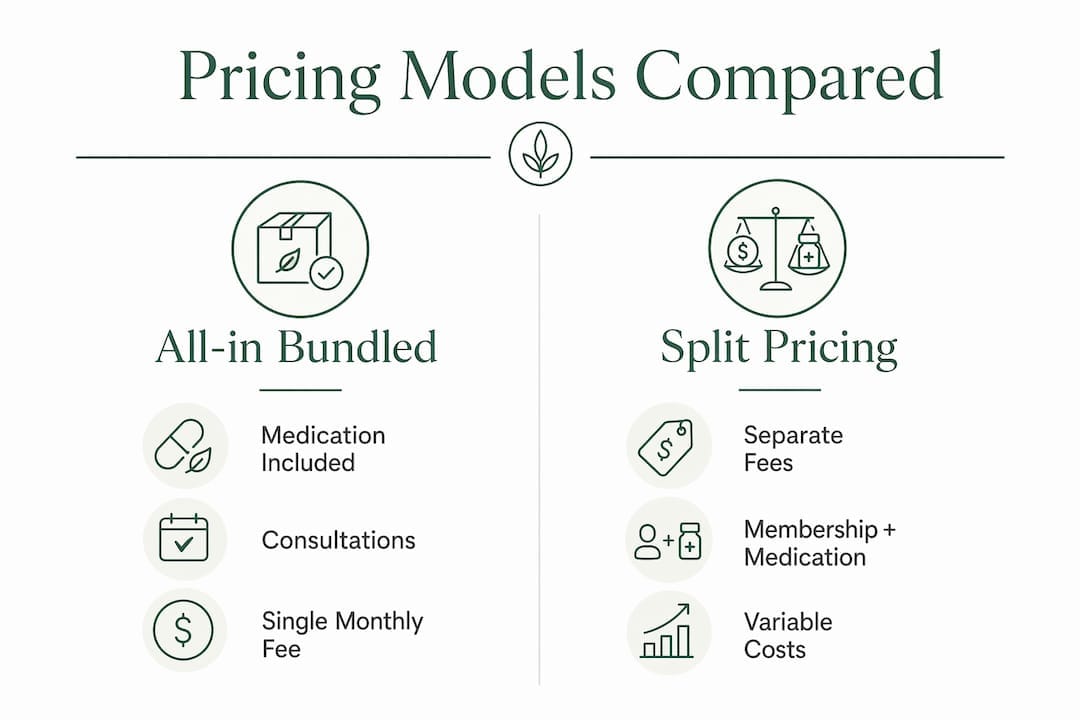 Infographic comparing all-in bundled and split pricing models