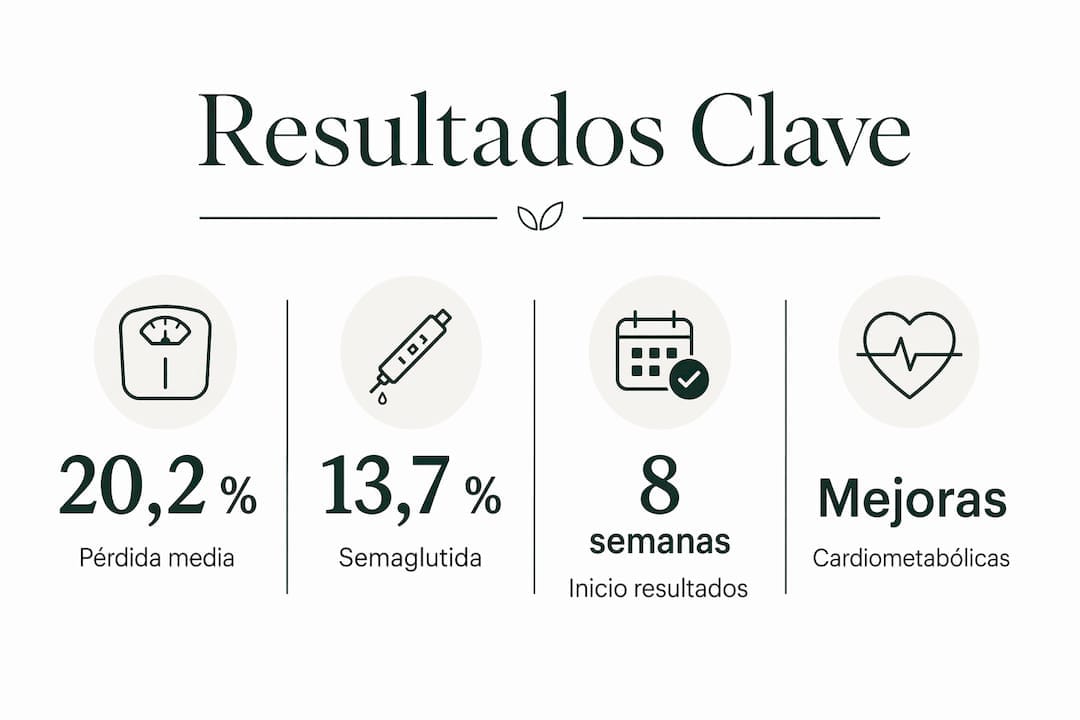 Infografía con los principales resultados obtenidos sobre la tirzepatida