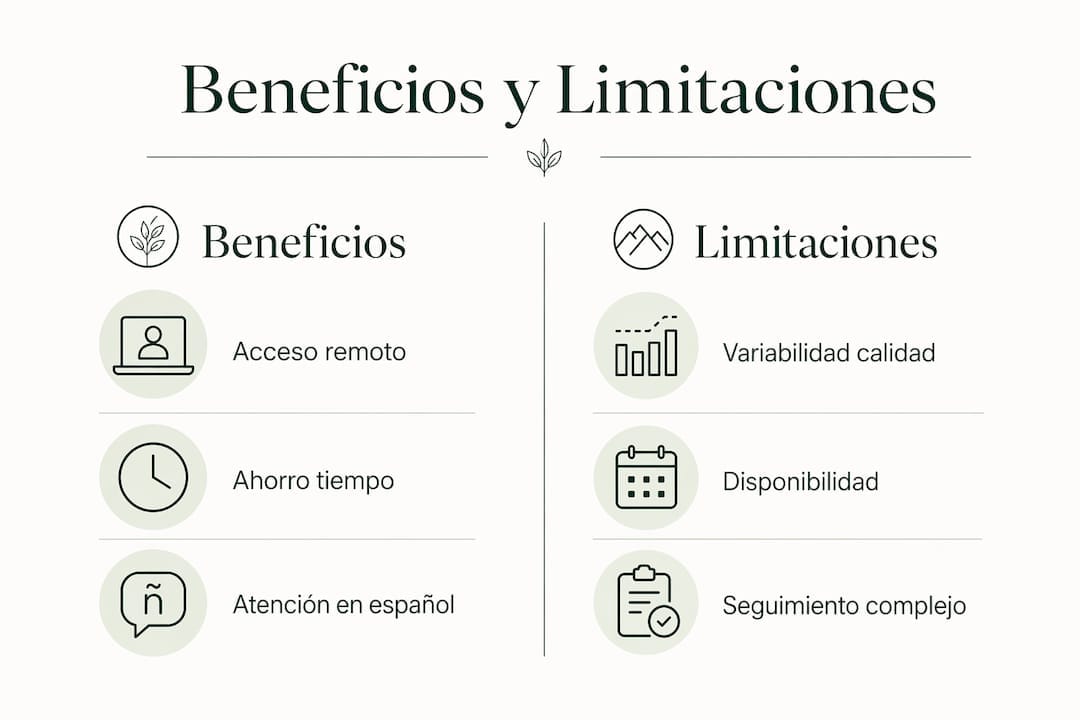 Infografía sobre las ventajas y desventajas de la telemedicina con GLP-1