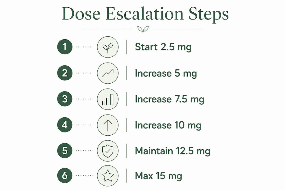 Infographic outlining tirzepatide dose escalation steps