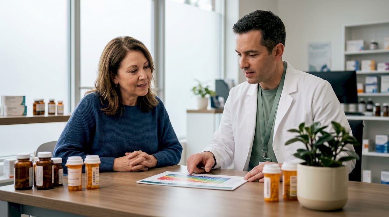 Patient consulting pharmacist on tirzepatide dosing
